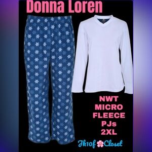 LOWEST🌺 NWT DONNA LOREN 2XL MICRO FLEECE SNOWFLAKE PAJAMA SET